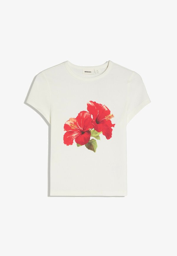Bershka PRINT T-SHIRT - Print T-shirt - white