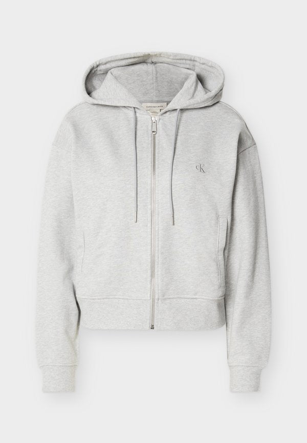 Calvin Klein Jeans MONOGRAM RELAXED  - Zip-up sweatshirt - heroic grey heather