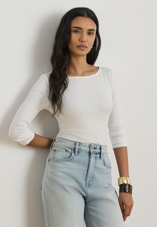 Lauren Ralph Lauren RIB-KNIT COTTON-BLEND BOATNECK TEE