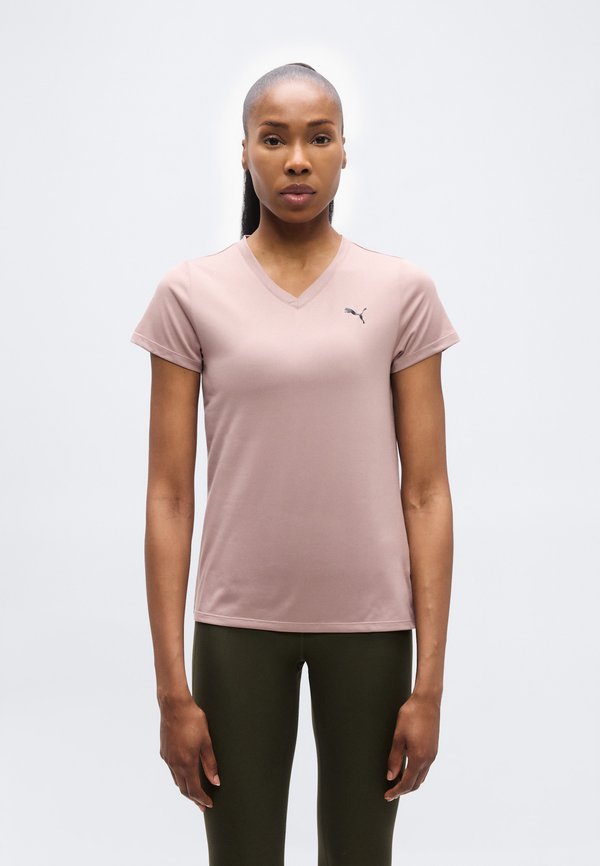 Puma TAD ESSENTIAL V NECK TEE - Sports T-shirt - sandstone