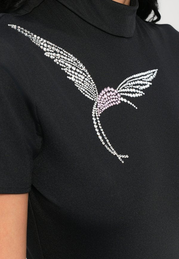 David Koma SHORT HUMMINGBIRD RHINESTONE BODYSUIT