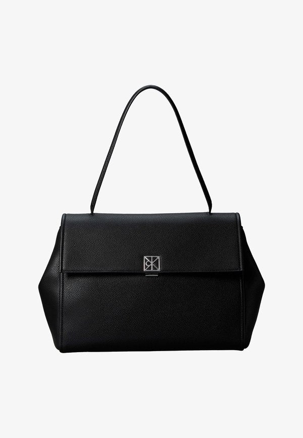 Calvin Klein EMBLEM SATCHEL - Handbag - black