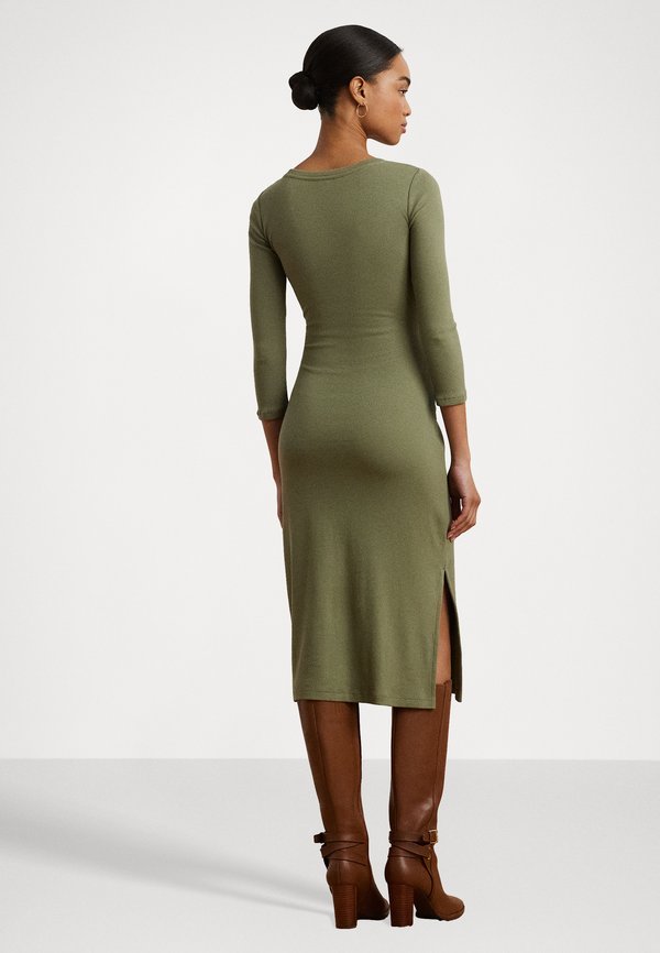Lauren Ralph Lauren IMALAH TIE FRONT COTTON BLEND CREWNECK DRESS