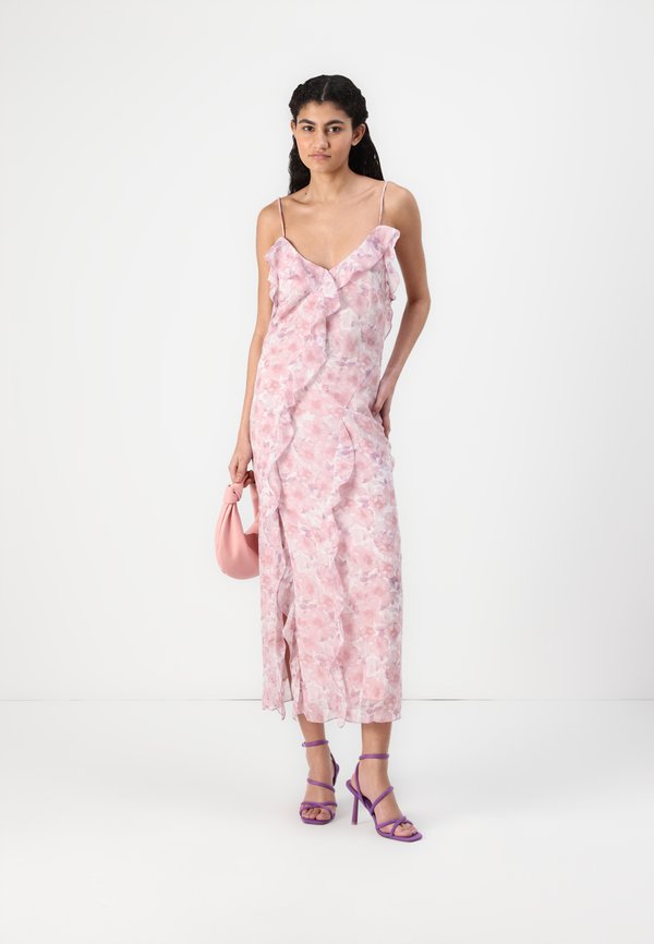 VILA VIARIVA FRILL STRAP MIDI DRESS