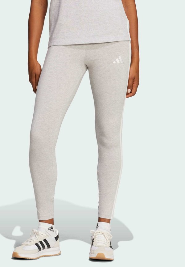 adidas Sportswear ESSENTIALS 3 STRIPES - Leggings - light grey heather white
