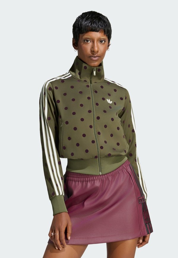 adidas Originals SATIN POLKA DOTS TT - Zip-up sweatshirt - olive strata