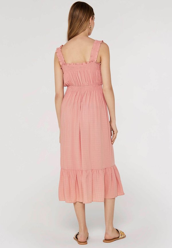 Apricot CHECK SMOCKED WAIST