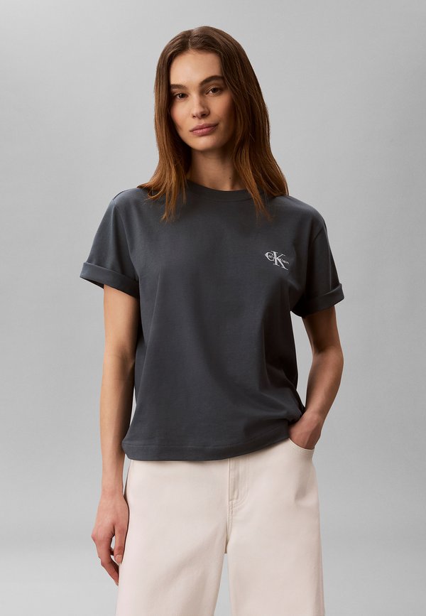 Calvin Klein Jeans CALVIN KLEIN JEANS MONOLOGO BOXY T-SHIRT - Basic T-shirt - dark slate
