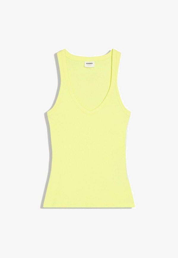 Bershka BASIC RIBBED - VEST TOP - Top - yellow