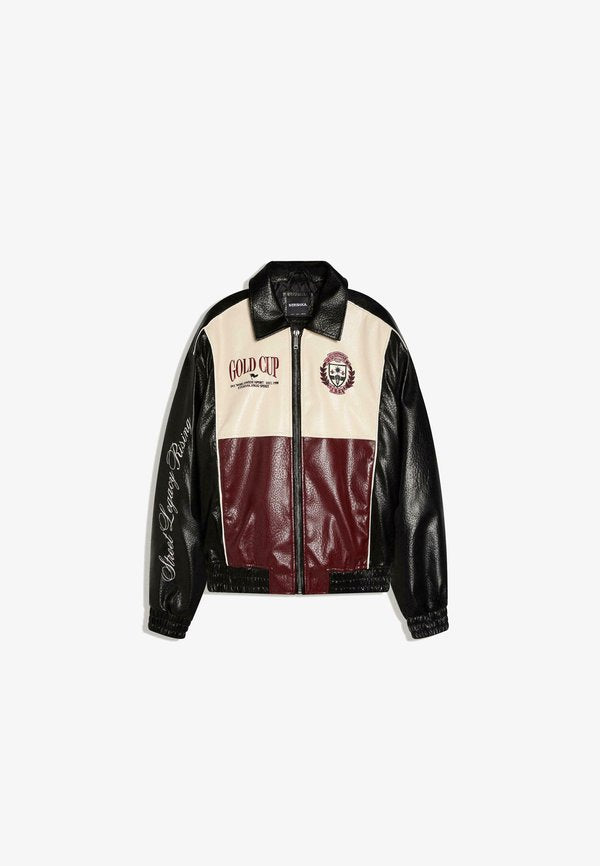 Bershka Faux leather jacket - black