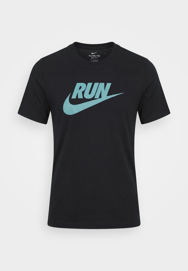 Nike Performance TEE RUN - Sports T-shirt - black/mineral slate