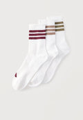 adidas Performance STRIPES CUSHIONED CREW SOCKS UNISEX 3 PACK - Sports socks - white/olive strata/khaki six/maroon
