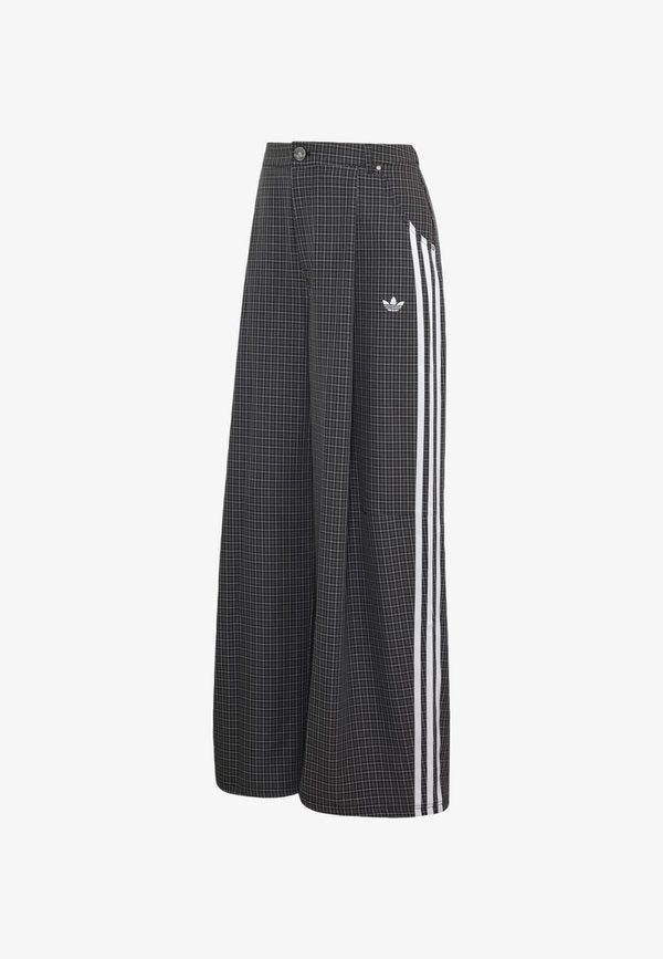 adidas Originals CHECKS TROUSER LOOSE PANTS - Trousers - black   grey three   utility black