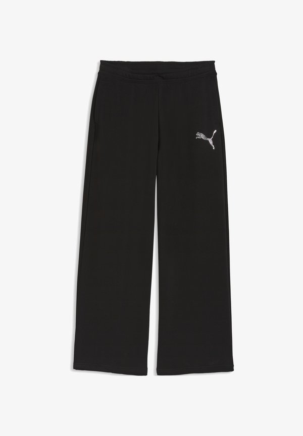 Puma GRAPHIC LEO LUXE BEDAZZLED SLOUCHY - Tracksuit bottoms - puma black