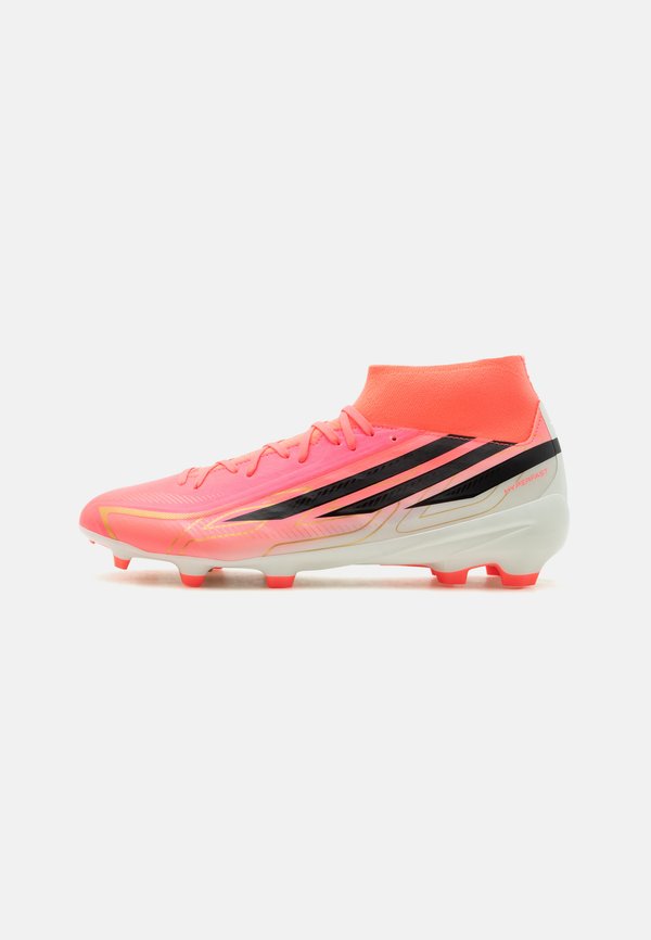 adidas Performance F50 HYPERFAST LEAGUE MID FIRM GROUND UNISEX - Firm-ground football boots - solar turbo/core black/gold-coloured metallic