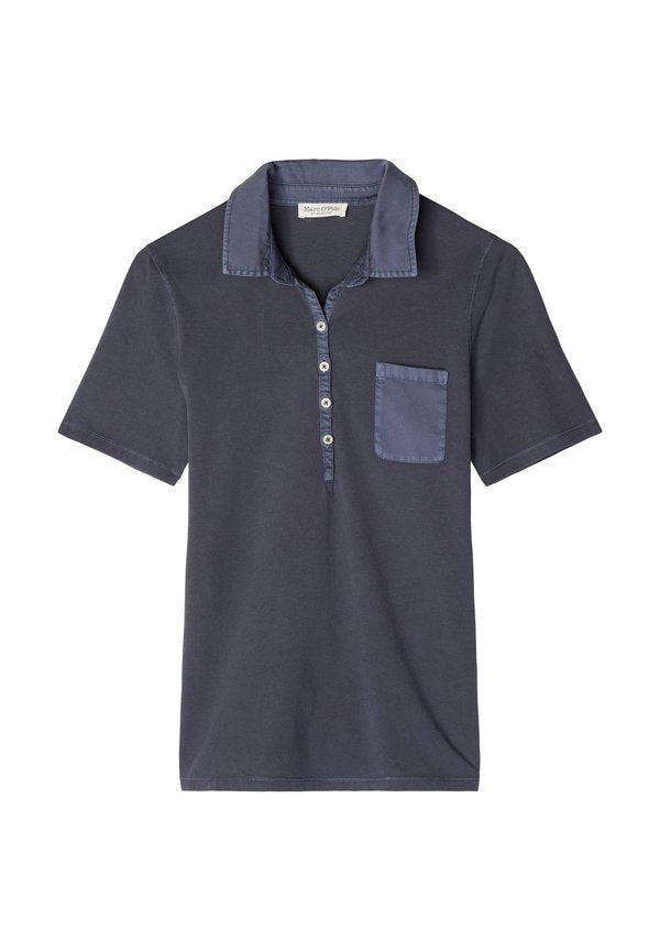 Marc O'Polo MARC O'POLO KURZARM POLOSHIRT SLIM MIT MATERIAL-MIX-DETAILS