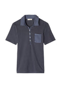 Marc O'Polo MARC O'POLO KURZARM POLOSHIRT SLIM MIT MATERIAL-MIX-DETAILS