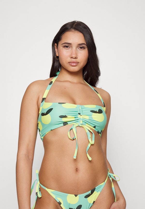 We Are We Wear RITA GATHERED FRONT CROP IN LEMON PRINT