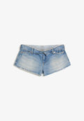 Bershka MINI WITH FOLD-OVER WAIST - SHORTS - Denim shorts - light blue