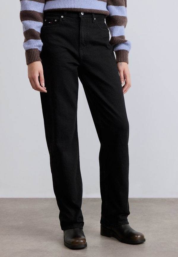 Tommy Jeans HIGH RISE SLIM STRAIGHT LEG BLACK JEANS