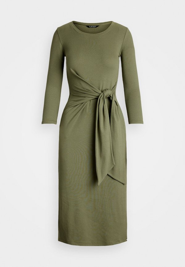 Lauren Ralph Lauren IMALAH TIE FRONT COTTON BLEND CREWNECK DRESS