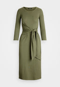 Lauren Ralph Lauren IMALAH TIE FRONT COTTON BLEND CREWNECK DRESS