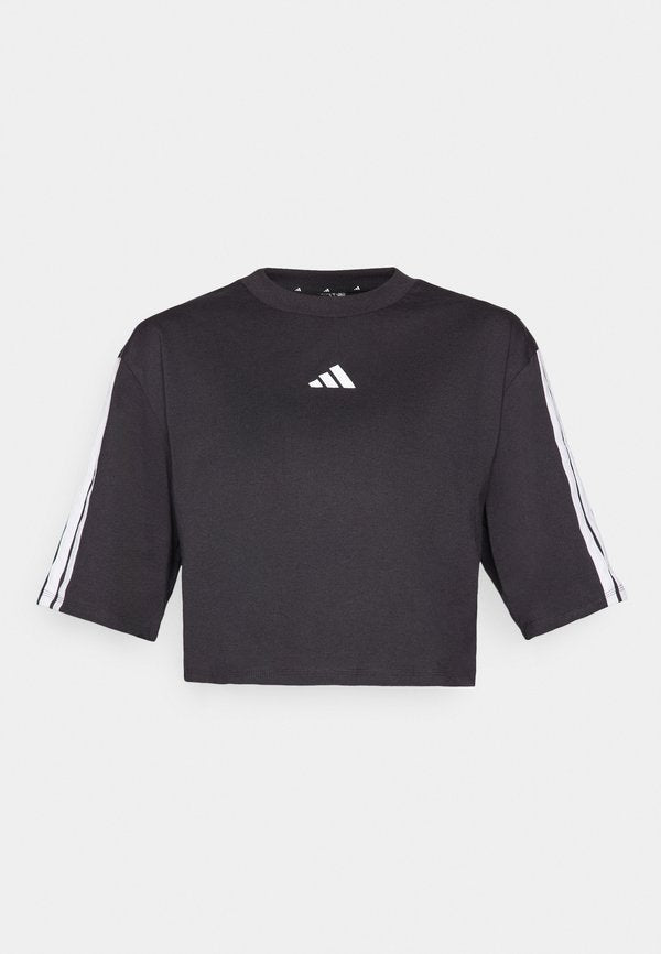 adidas Sportswear ESSENTIALS 3 STRIPES LOOSE - Print T-shirt - black/white