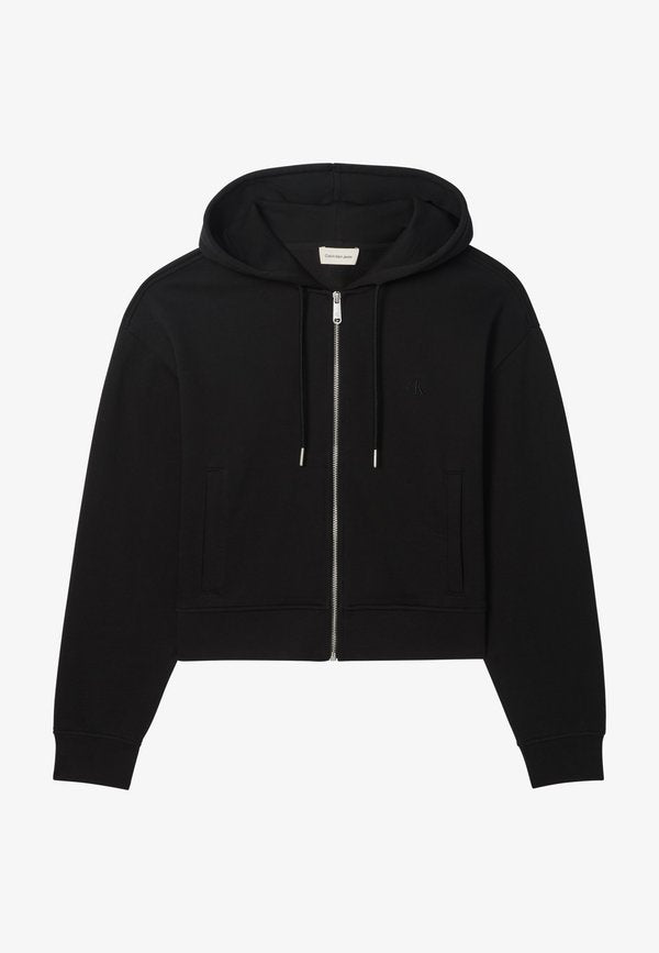 Calvin Klein Jeans MONOGRAM RELAXED  - Zip-up sweatshirt - black
