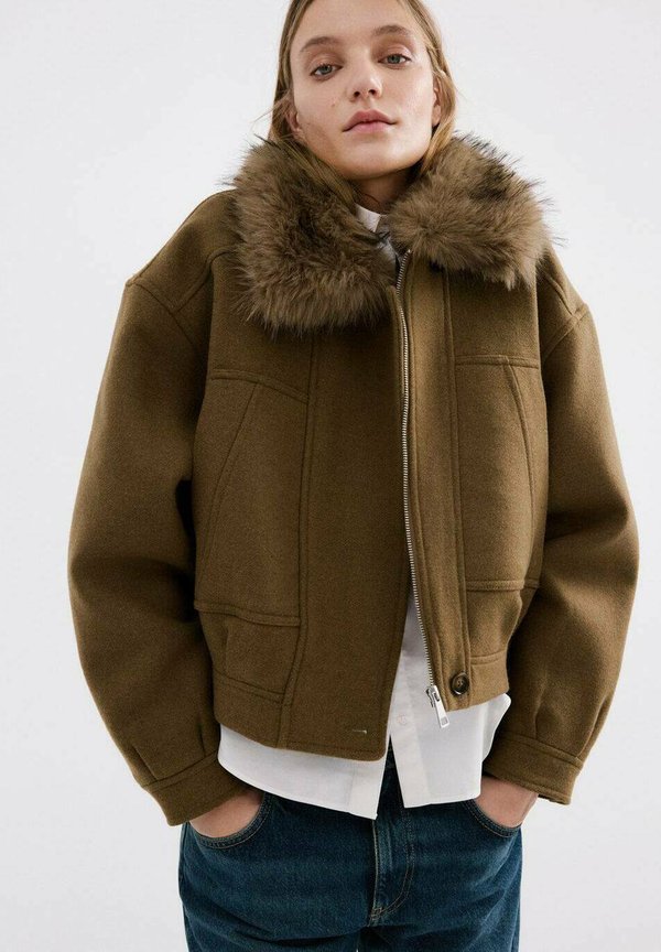 Mango Faux leather jacket - brown