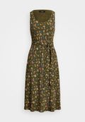 Lauren Ralph Lauren FLORAL BELTED CREPE SLEEVELESS DRESS