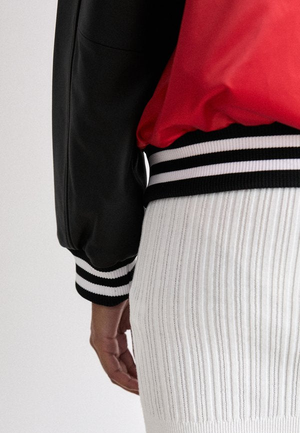 DKNY MIXED MEDIA VARSITY JACKET BIG GOTHIC