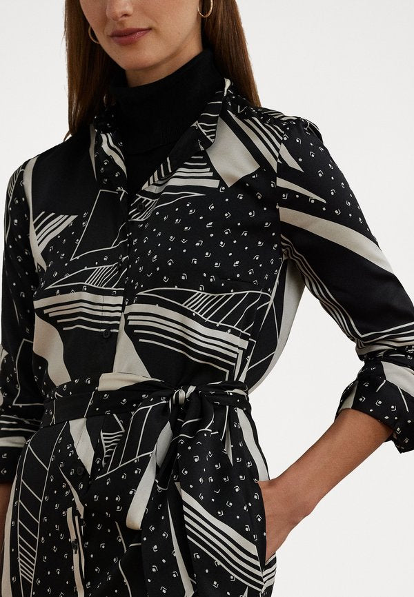 Lauren Ralph Lauren GEO PRINT BELTED TWILL SHIRTDRESS