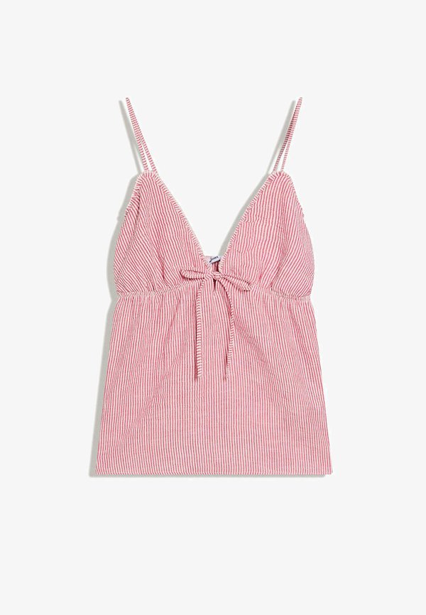Bershka RUFFLE STRAP TOP - Top - red