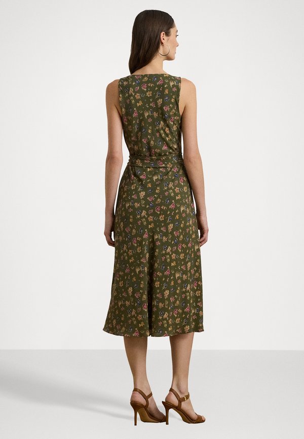 Lauren Ralph Lauren FLORAL BELTED CREPE SLEEVELESS DRESS