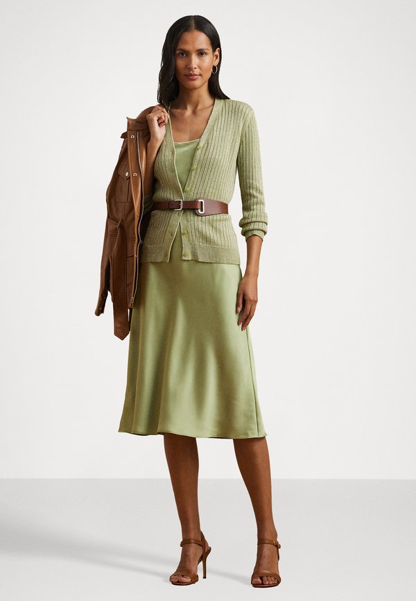 Lauren Ralph Lauren METALLIC LINEN BLEND RIB KNIT CARDIGAN
