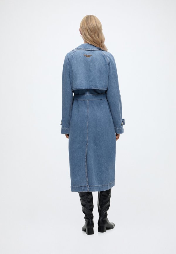 Marc O'Polo DENIM PINEAPPLE FIBRE, DENIM TRENCHCOAT, DOUBLEBREASTED, BELT