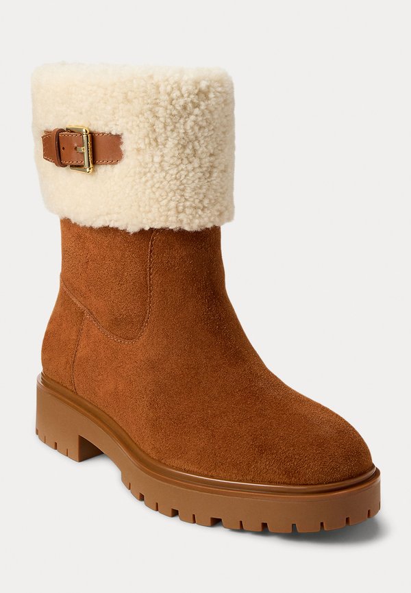 Lauren Ralph Lauren ALLYSON SHEARLING & SUEDE LACE-UP BOOTIE