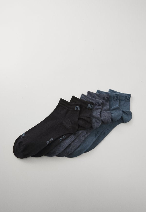 Puma QUARTER PLAIN UNISEX 6 PACK - Sneaker socks - blue combo