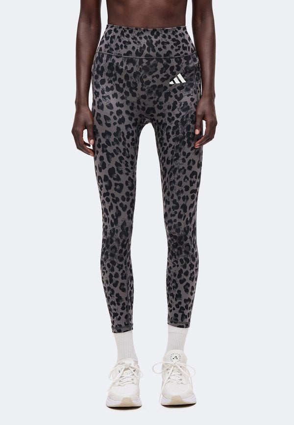 adidas Performance OPTIMÉ ESSENTIALS 3 STRIPES LEOPARD 7/8 - Leggings - earth strata/brown/black