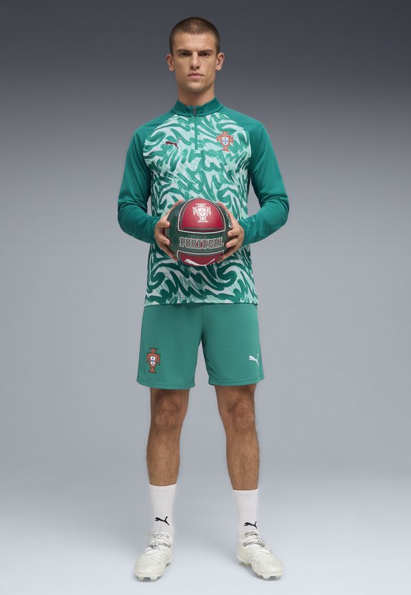 Puma PORTUGAL AUFWÄRMOBERTEIL - National team wear - green lagoon-ruby shimmer