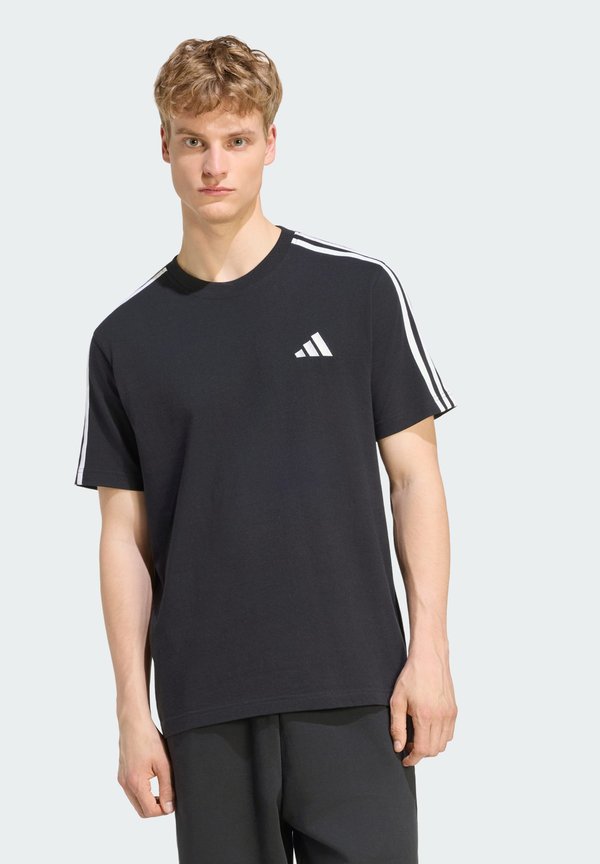 adidas Sportswear ESSENTIALS 3 STRIPES LEFT CHEST - Sports T-shirt - black   white