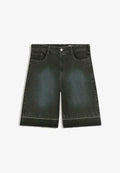 Bershka SKATER BERMUDA SHORTS - Denim shorts - evergreen
