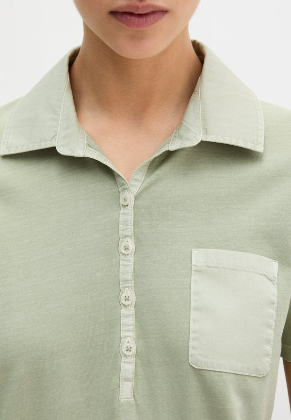 Marc O'Polo MARC O'POLO KURZARM POLOSHIRT SLIM MIT MATERIAL-MIX-DETAILS