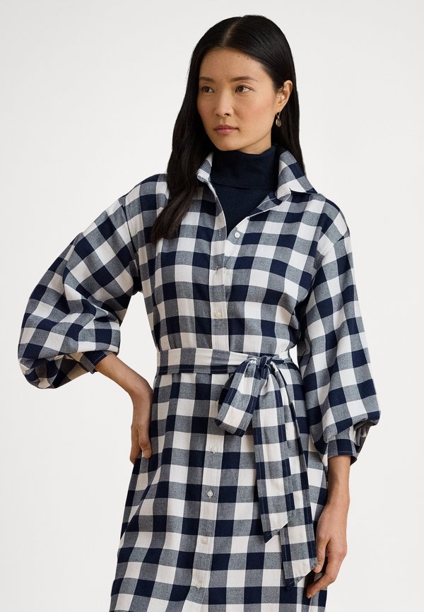 Lauren Ralph Lauren CHECK BELTED COTTON SHIRTDRESS