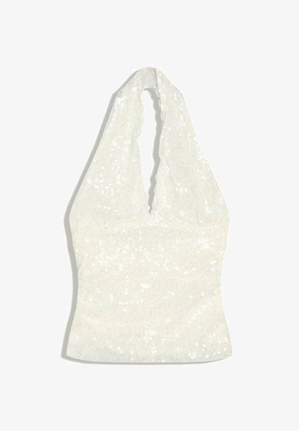 Bershka SEQUINNED LINGERIE HALTER - TOP - Top - beige