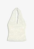 Bershka SEQUINNED LINGERIE HALTER - TOP - Top - beige