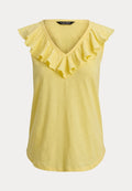 Lauren Ralph Lauren RUFFEL-TRIM SLUB JERSEY SLEEVLESS TOP