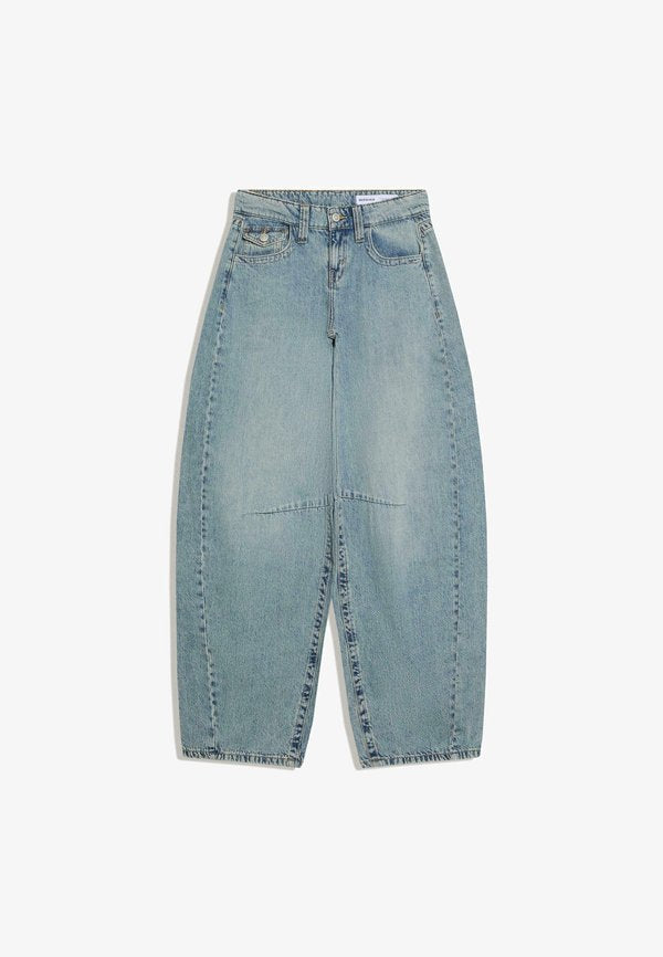 Bershka LOW-RISE SLOUCHY JEANS - Wide Leg - light blue