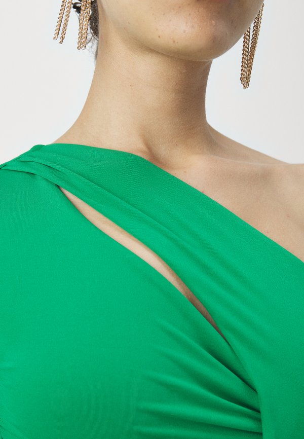 WAL G. WEDDING RAY ROUCHED ONE SLEEVE MIDI