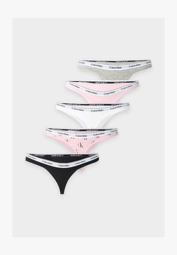 Calvin Klein Underwear ICON LOGO 5 PACK - Thong - black/grey heather/hawaii orchid